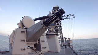 30mm Goalkeeper CIWS Live Fire [upl. by Elleinnod]