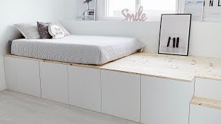 DIY  ON FABRIQUE UN LIT ESTRADE  LIT HAUT  PLATFORM BED POUR LAURA [upl. by Oiramat]