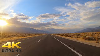 Scenic Highway 395 California Sunset Drive 4K  Relaxing Desert Mountain Scenic Driving to Bishop [upl. by Leinahtan705]