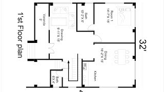 Simple 2 storey house design with floor plan 32X40 4 Bed Room [upl. by Truman]