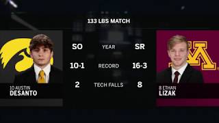 133 LBS 10 Austin DeSanto Iowa vs 8 Ethan Lizak Minnesota [upl. by Enomsed]