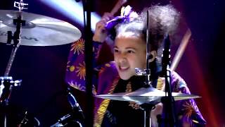 Nandi Bushell performs No One Knows by Queens of the Stoneage on talk show Skavlan  Age 9 [upl. by Ekram]