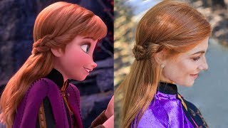 Anna’s Frozen 2 Double BraidBack Hairstyle Tutorial [upl. by Nomahs715]