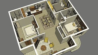 90m2  Simple house plans with 3 Bedrooms 2 Baths [upl. by Amaj637]