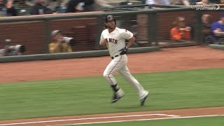 Madison Bumgarner MIC DROPS bat after homering off Clayton Kershaw [upl. by Ennagem538]