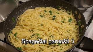 Spagečiai su česnakiniu padažu Makaronų receptai Spaghetti with Garlic Sauce Pasta Recipes [upl. by Haney]