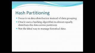 Hash Partitioning in Oracle [upl. by Anitnamaid992]