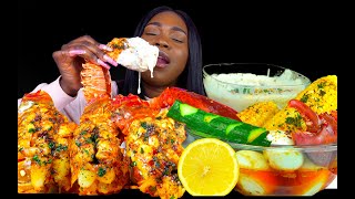 SEAFOOD BOIL MUKBANG LOBSTER TAIL MUKBANG SEAFOOD ALFREDO  CHEESE SAUCE MUKBANG [upl. by Yetti474]