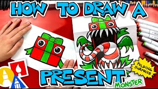 How To Draw A Present Monster Folding Surprise [upl. by Liw394]