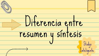 DIFERENCIA ENTRE RESUMEN Y SINTESIS [upl. by Spark655]