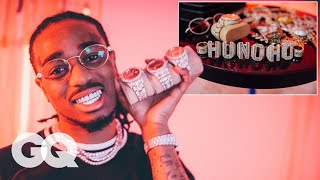 Quavo Shows Off His Insane Jewelry Collection  GQ [upl. by Lehacim901]