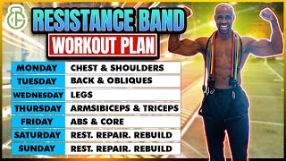 FULL WEEK WORKOUT PLAN AT HOME WITH RESISTANCE BAND  FITBEAST [upl. by Marelda]