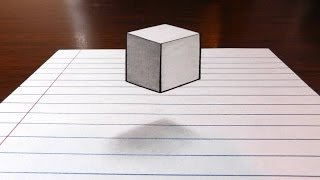 Floating Cube  3D Trick Art on Paper [upl. by Nnahteb]