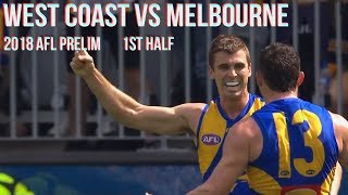 West Coast Eagles vs Melbourne Preliminary final 2018 All the goals behinds amp highlights 1stHALF [upl. by Abott]