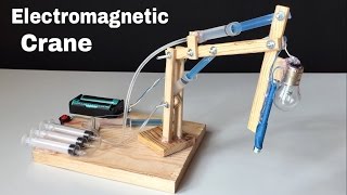 How to Make Hydraulic Powered Crane with Electromagnet at Home [upl. by Bellanca795]