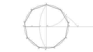 How to draw a regular nonagon inscribed in a circle [upl. by Russ]