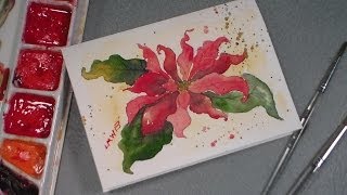 watercolor poinsettia tutorial [upl. by Wyne]