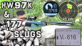 Weihrauch HW 97K 177 Air Rifle  25 amp 50 Yard Accuracy TEST  FULL REVIEW  Airgun Slugs [upl. by Buerger]