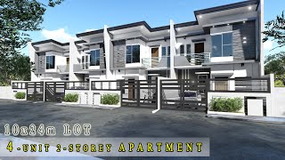 Project 21 4UNIT 2 STOREY APARTMENT on 10x24m LOT  2 BEDROOM  SMALL HOUSE DESIGN [upl. by Helms]