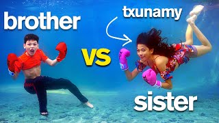 TXUNAMY UNDERWATER Insane Sis vs Bro Photo Challenge [upl. by Oettam390]