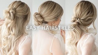 THREE 3 MINUTE EASY HAIRSTYLES 🌟 Medium and Long Hair Tutorial [upl. by Lebasy530]