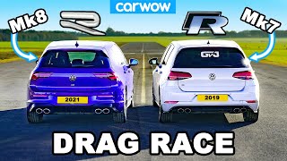 VW Golf R Mk8 v Mk75 DRAG RACE [upl. by Melia778]