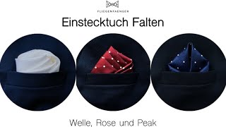 Wie faltet man ein Einstecktuch I Top 3 Falttechniken I FLIEGENFAENGER® [upl. by Alyel]