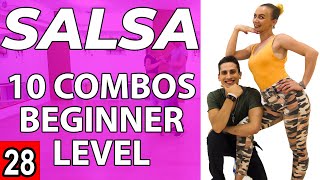 Salsa Tutorial 28 10 beginner salsa patternscombos  by MariusampElena 2020 [upl. by Rramel]