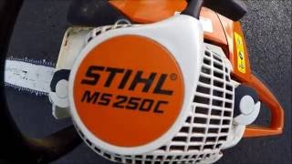 How to start your Stihl MS 250C Easy2Start Chainsaw [upl. by Nivac]