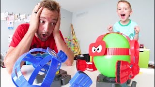 Father amp Son PLAY BALLOON BOT BATTLE [upl. by Enyrehtac]