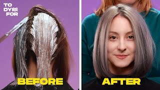 HOW TO DYE YOUR HAIR GREYSILVER  Brown to Silver Hair transition  TO DYE FOR [upl. by Cutlor]