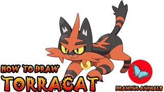 How To Draw Torracat Pokemon  Drawing Animals [upl. by Huff]