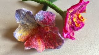 Wet Felted Trumpet Flower Tutorial [upl. by Lucina]