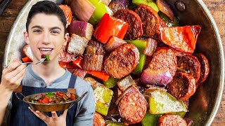 QUICK SAUSAGE amp PEPPERS  FOUR INGREDIENTS DINNER RECIPE  Eitan Bernath [upl. by Noni]