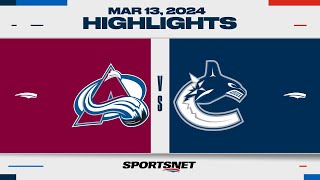 NHL Highlights  Avalanche vs Canucks  March 13 2024 [upl. by Osmo]