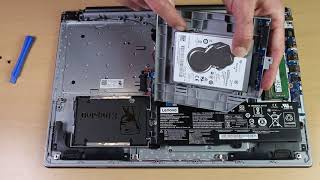 Adding SSD to Laptop Lenovo Ideapad 52015IKB SATA3 Adapter Hard Drive Caddy Laptop Disassemble [upl. by Senalda646]