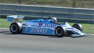 70s 80s Historic Formula 1 Race with Ligier JS17 Matra V12 [upl. by Ahsenek]