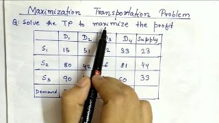 Lec28 Maximization Transportation Problem  In Hindi  Operation Research [upl. by Nothgierc]