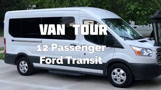 Large Family Van Tour 12 Passenger Ford Transit Medium Roof [upl. by Aroc993]