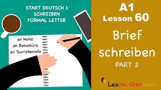 A1  Lesson 60  Brief schreiben  Formal Letter  Hotelreservierung  Start Deutsch1  Learn German [upl. by Emmet]