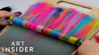 Colorful Fibers Are Blended Together To Create Yarn [upl. by Loy]