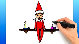 How To Draw Elf On The Shelf Easy Drawing Tutorial [upl. by Salli]