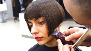 SUPER HAIRCUT SHORT UNDERCUT BOB WITH BANGS [upl. by Adiasteb]