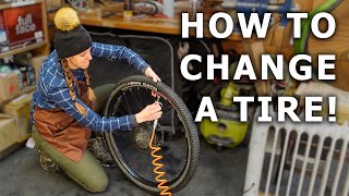 How to change a tubeless mountain bike tire  Syd Fixes Bikes [upl. by Ecinnej]