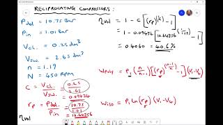 Reciprocating Compressor Work and Efficiency Calculations [upl. by Clemence]