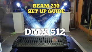 DMX 512 Set up to BEAM 230 MOVING HEAD [upl. by Ycak]