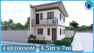 Small Two Storey House Design 45x7m Apartment [upl. by Ayarahs]