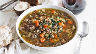 Traditional Beef and Barley Soup Recipe [upl. by Ellery]