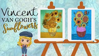 How to paint Vincent Van Gogh´s SUNFLOWERS Art lesson for kids [upl. by Marie]