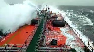 MONSTER WAVE Hits Bridge Of Oil Tanker [upl. by Calvinna]